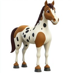 Adorable cartoon spotted horse standing proudly, perfect for children's books or educational content, bringing a smile and playful energy to your project