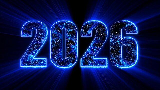 2026 neon glow new year light electric bright fluorescent tube illumination shine vibrant colorful dark night celebrate arrival of 2026 with radiant neon glow and electric blue shine explosive
