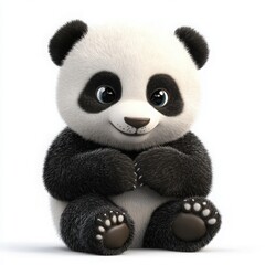 Adorable panda cub sitting patiently with paws clasped is perfect for children's books, animated stories, and heartwarming animal-themed projects