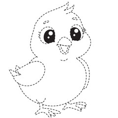 Happy duckling line art with cheerful face great for stickers, invitations, and playful children’s digital projects.