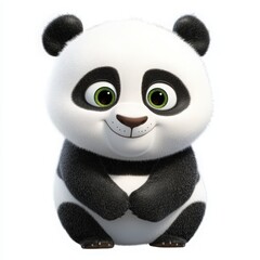 Adorable panda cub smiling sweetly with bright green eyes is sure to bring joy to any project or campaign, perfect for family, children, and nature themes