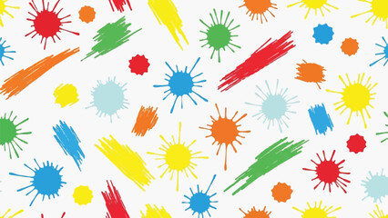 Obraz premium colorful paint splatters on white background.