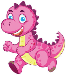 Fototapeta premium Smiling Pink Cartoon Dinosaur Running with Joyful Expression