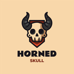 Mascot Horned Skull Logo Design