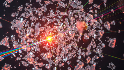 Crystal Shards with Bright Red Light