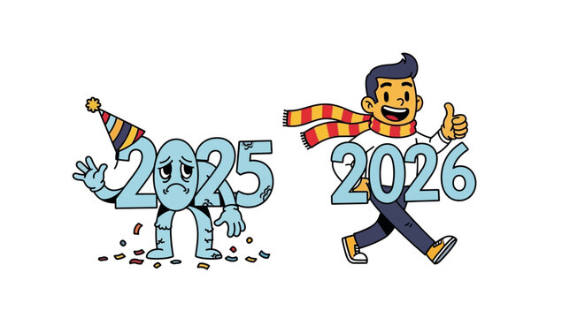 vector illustration of good bye 2025 wellcome 2026
