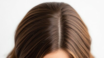 Brown hair parting closeup view