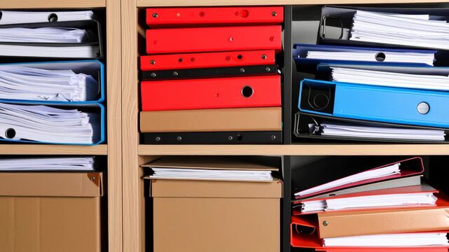 Clutter paperwork office desk massy chaos stress business deadline stack pile document burnout overwhelmed untidy load messy office shelf with stacked binders and paper creating chaotic stressed