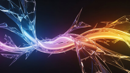 Abstract Light Strands Weave Across Dark Background