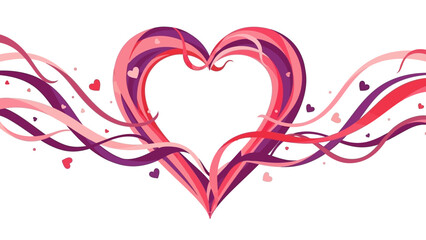 Elegant Heart Design with Flowing Ribbons in Shades of Pink, Purple, and Red