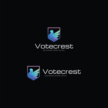 Gradient Modern Bird Shield Logo Design