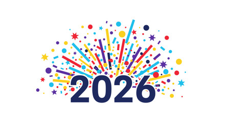 Confeti new year 2026 illustration in white background
