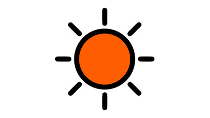Simple Orange Sun Icon with Rays