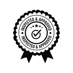 Inspected and approved seal stamp vector badge