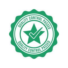 Green quality control passed seal with star and checkmark Vector