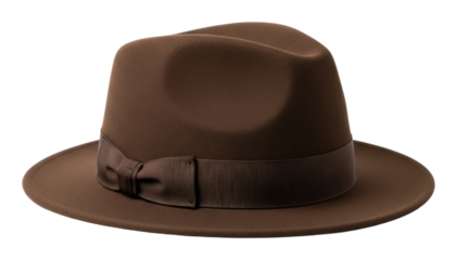 Classic brown fedora hat fashion store product isolated on transparent background