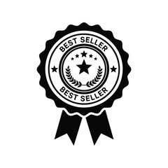 Black and white best seller badge award ribbon Vector
