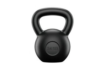 Black kettlebell isolated on transparent background