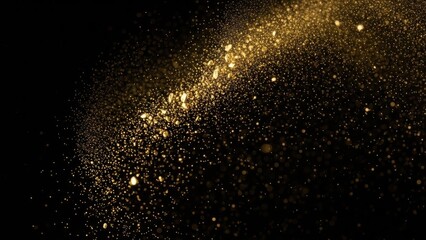 Fototapeta premium Golden particle stream flowing through a dark expanse creating a magical feel effect
