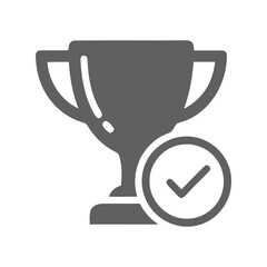 Professional achievement trophy with checkmark icon Vector