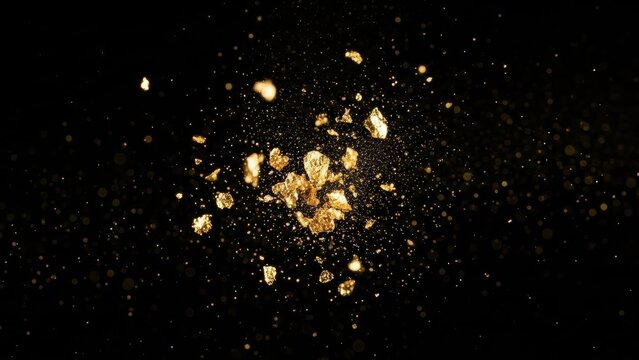 Spectacular gold burst on black backdrop creating an alluring and captivating sensation