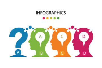 colorful options infographic heads vector 