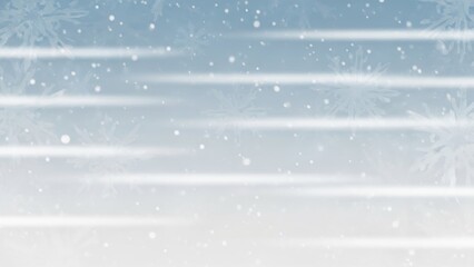 Subtle winter snowfall backdrop with blurred snow flakes and diffused light streaks overlay design