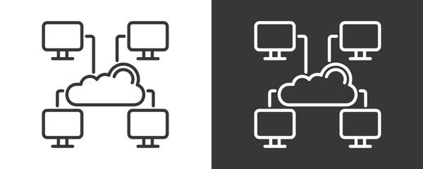 Distributed Computing Icon Set Vector Collection Isolated In Black And White