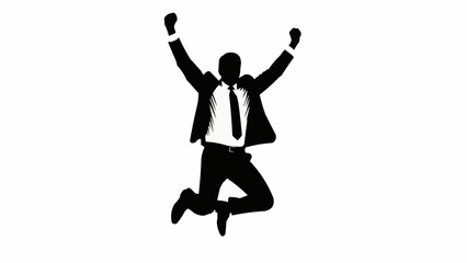 Silhouette of a Businessman Jumping for Joy.