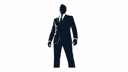 Silhouette of a confident businessman standing tall in a sharp suit. © Nabil