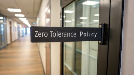 Black Zero Tolerance Policy sign on a office door