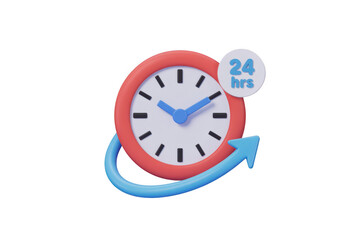24 hours clock icon isolated on transparent background