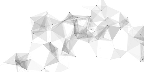 Abstract geometric background with connecting dots and lines with low poly triangle shapes. Polygonal Mesh Background Vector design digital technology concept Global network connection data structure.