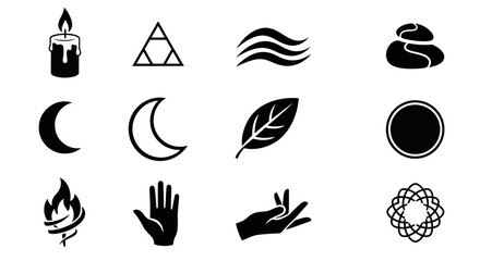 Black and white symbolic icons set.