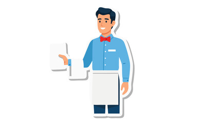 Smiling Waiter Holding a Menu or Order Pad