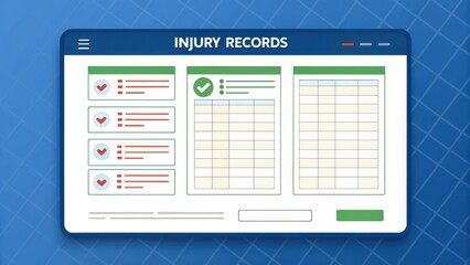 Digital injury log on a screen displaying injury records
