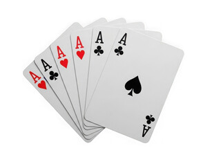 Obraz premium Five aces playing cards isolated on transparent background