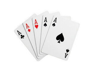 Obraz premium Four aces of playing cards isolated on transparent background
