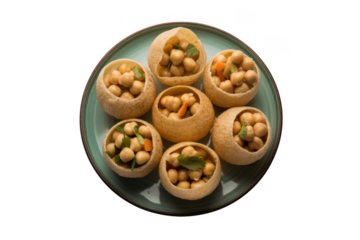 Golgappa or pani puri, indian street food isolated on transparent background