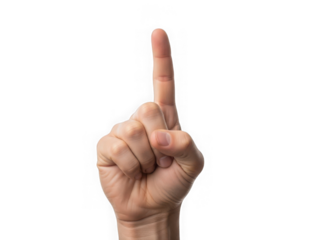 Hand pointing with index finger isolated on transparent background