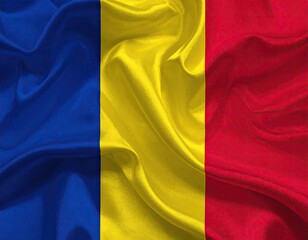 Fototapeta premium Fabric display of a vertical tricolor flag with flowing folds and soft lighting