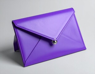 A vibrant purple clutch, envelope-shaped, with a small silver closure