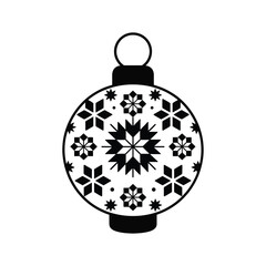 Fototapeta premium Black and white christmas ornament with snowflake pattern isolated on