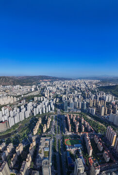 Aerial photography of Gongzi Bridge in Haihu New District, Xining City, Qinghai Province