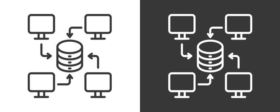 Aggregate Icon Set Vector Collection Isolated In Black And White