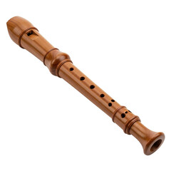 Brown recorder flute isolated on transparent background