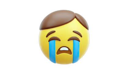 Crying Emoji with Tears on White Background
