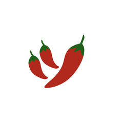 Three red chili peppers against transparent background illustration vector graphic