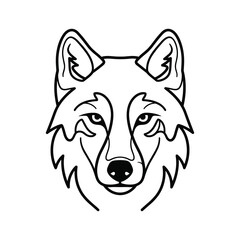 Wolf head illustration with simple black line art