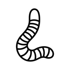Simple black and white illustration of a worm